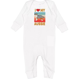 inktastic Toy Aussie I Love My Australian Shepherd Baby Romper Coveralls 12 Months White 41a88