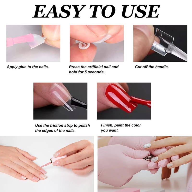 120 PCS Short Almond Nail Tips – Clear Press-On Acrylic