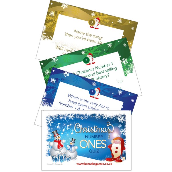 Xmas Number Ones Christmas Quiz Cards Game - 20 Credit Card Sized Xmas Music Trivia Questions - Christmas Games For Family Adult Or Child - Xmas Eve Box -secret Santa - Table Gifts - Office Party