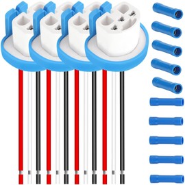 MKBKLLJY 4PCS 9007 9004 HB1 HB5 Female High Temperature Ceramic Adapter Wiring Harness Extension Sockets Wire 16AWG with Cold Pressed Connector for Car Truck Boat Marine Headlights Fog Light