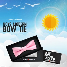 Black n Bianco Boys' Satin Modern Bow Tie Pre-Tied (Baby Pink)