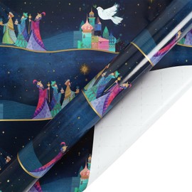 BIOBROWN Christmas Wrapping Paper Roll with Trim Ribbon 30 Inch X 40 Feet (100 sq. ft. ttl.) Three Kings Design Perfect for Christmas, Party, Xmas, Holiday Gift Wrap