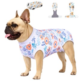 PetWarm Dog Spay Recovery Suit, Onesies for Dogs, Surgery Suit for Dogs Female After Spayed, Dog Cone Alternative After Surgery, Flower Pattern, Orange, XS