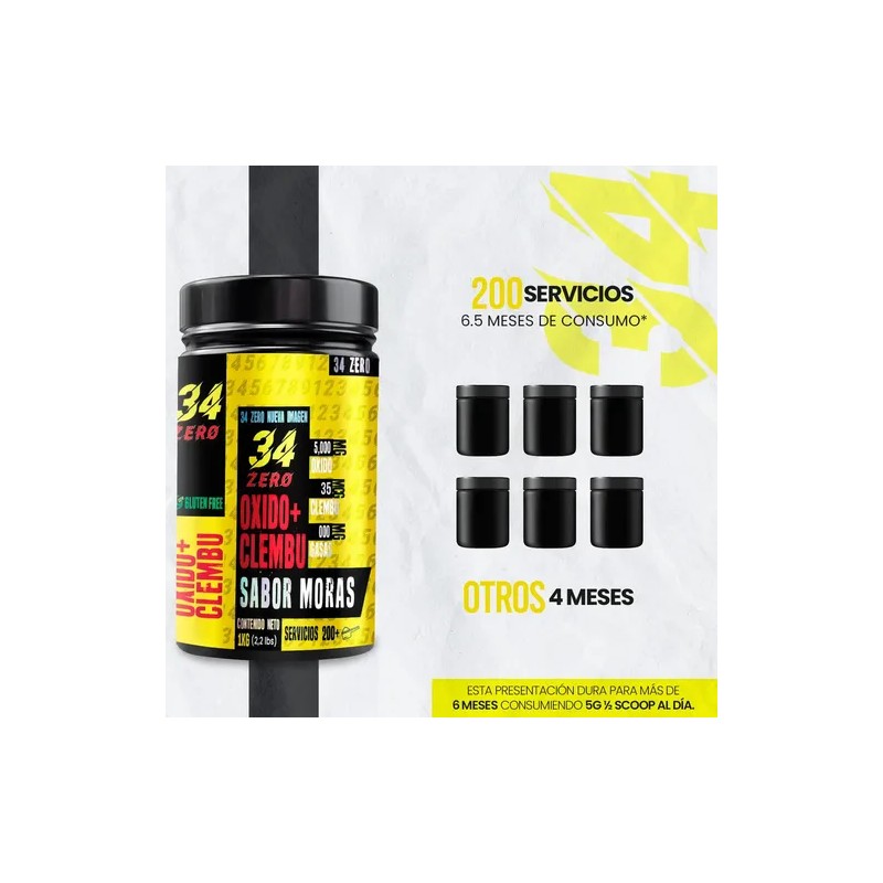 34 Zero Óxido Nítrico Clembuterol 1kg Pre Entreno