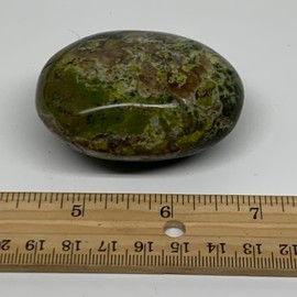 128.7g, 2.5"x1.9"x1.2" Natural Untreated Green Opal Palm-Stone Crystal Polished Galet Shape Gemstones @Madagascar, B38288