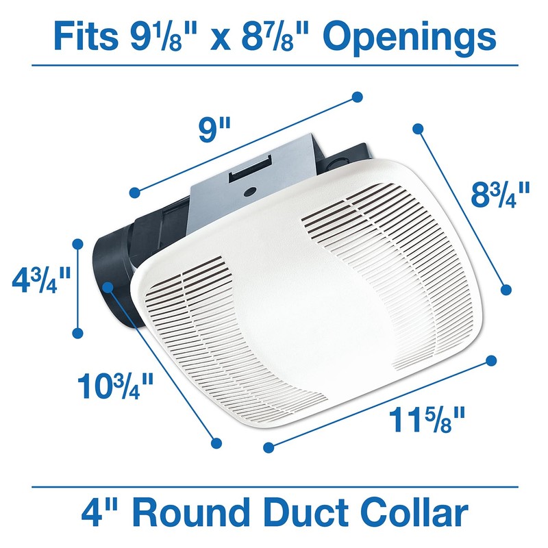 Air King 90 CFM 3.0 Sones Ceiling Mounted Snap-In Installation