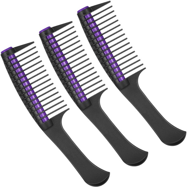 3 Packs Hair Comb, Comb with Roller, Detangling Comb with Roller Integrated Roller Hair Comb, Anti Splicing Comb for Salon Barber Hair Dye (Black Purple)