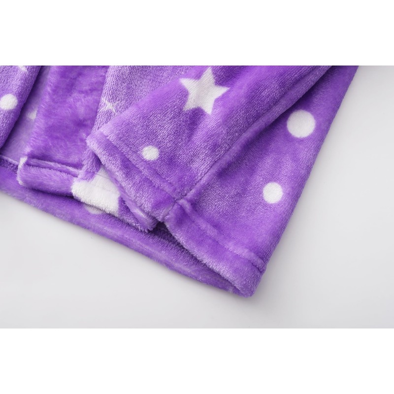 ECGK Soft Hooded Rainbow Bathrobe Sleepwear for Girls Purple Star