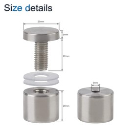 INCREWAY 16 Pcs Glass Standoff Screws, 25 x 25mm Stainless Steel Wall Mount Advertising Nails Wall Standoff Holder for Sign Displays