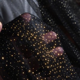 SAYUAN 60" x 8 Yards Glitter Tulle Fabric Rolls for Bridal Veil Tutu Skirts Tulle Bolt Ribbons DIY Sewing Crafts Wedding Arch Bridal Showers Decoration Photography - Black