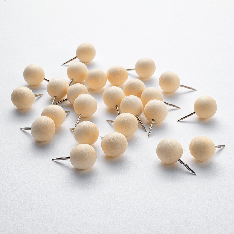 SIGEL BA240 Wooden Push Pins - Beige - Large Round