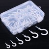 Swpeet 100Pcs White 6 Sizes Cup Hooks Assortment Kit, Vinyl