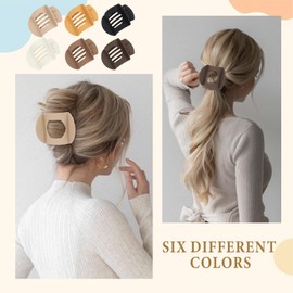 Large Flat Hair Clips for Women Big Alligator Flat Claw Clips for Thin Thick Hair Duck Billed French Barrette Hair Clips Matte Girls Hair Accessories 6pcs (6colors)