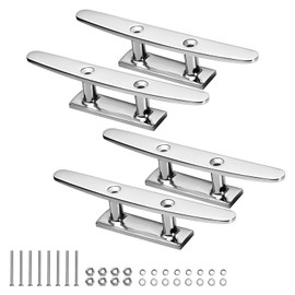 OBAKL Boat Cleats 6 Inch, Marine Grade 316 Stainless Steel Boat Mooring Cleat Pack of 4, Installation Accessories Included