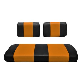 Seat Cover Replacement for EZGO Marathon Golf Cart - Front or Rear Bench Seat - Premium Marine Vinyl - 5 Panel Stitching - Staple On Installation - Two-Tone Golf Cart Seat Covers (Black & Orange)