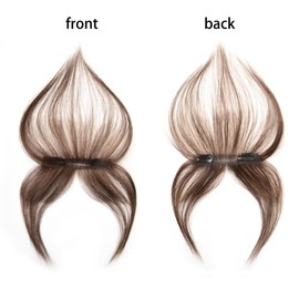viviaBella Clip in Baby Hair Bangs 100% Hand Made Human Hair Natural Forehead Hairline Clip in Hair Extensions No Trace Patch Hairline for Women (Medium Brown, 1"X5.3", 10")