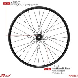 JGbike M30 Mountain Bike Wheelset, 32H 57T 114POE, Presta Valve, Tubeless Ready - Rear 29" 148 * 15mm HG Driver