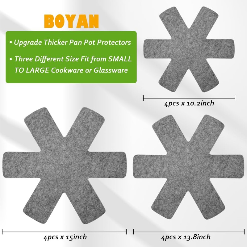 BOYAN Pot and Pan Protectors, Thicker Felt Pan Pot Separators
