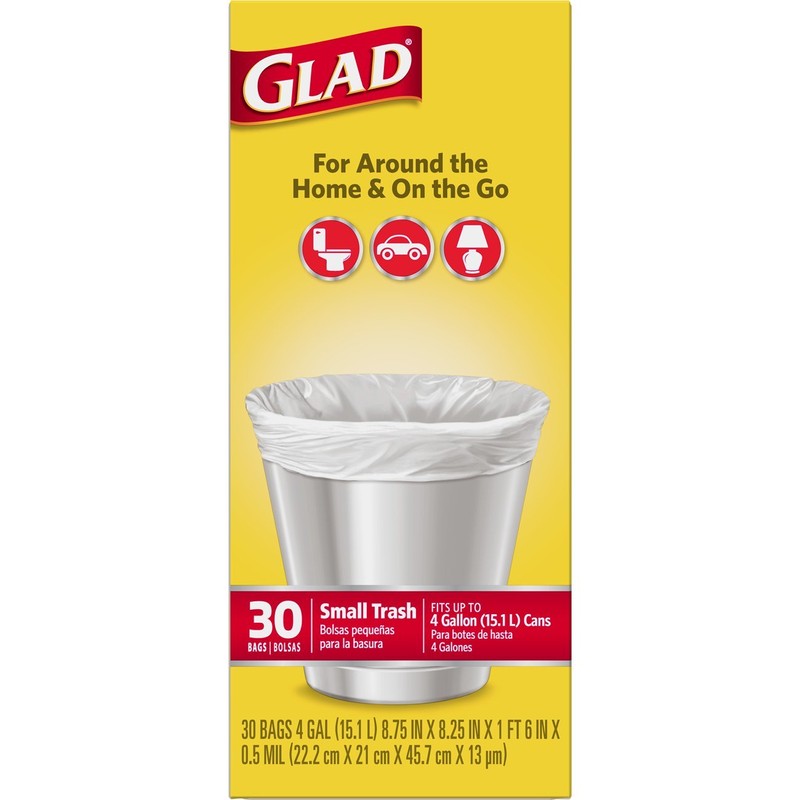 Glad Trash Bags, Small Garbage Bags - 4 Gallon White