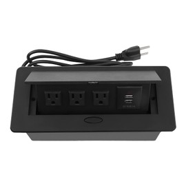 Pop Up Power Strip with 3 Outlets & 2 USB Ports, Recessed Power Grommet Outlet Hub Connectivity Box, Pop Up Outlets Socket for Table Conference Room Countertop
