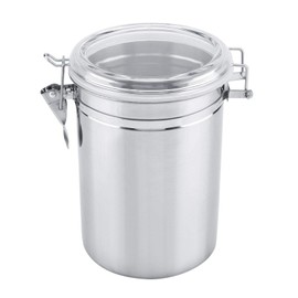 Airtight Canisters Stainless Steel Storage Container for Coffee and Food, Storage Container for Food with Clear Lid and Locking Clamp (1900 ml)