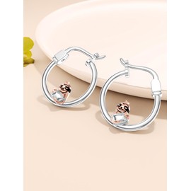 Flpruy Sloth Earrings for Women 925 Sterling Silver Animal Hoop Earrings Sloth Jewelry Gifts for Women