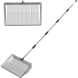 MOVDEET 10 inch Large Chicken Poop Scooper,4 in1 Chicken Coop Poop Shovel,Adjustable 32" to 67" Stainless Steel Chicken Coop Scoop,Litter Sifting Shovel Poop Scooper for Chicken Coop Pet Waste