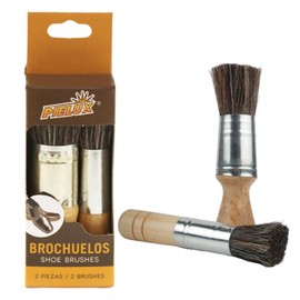 PIELUX - Brochuelos 2 Piezas de Cerdas Naturales para Limpieza y Cuidado de Calzado, Cepillos con Mango de Madera