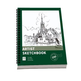 Sketch Book A4 Sketchbook Sketch Pad Books Drawing Book Pads Hardcover Spiral Art Sketchbook for Artists Beginners Painting Sketching Memos Graffiti 80 Pages/40 Sheets