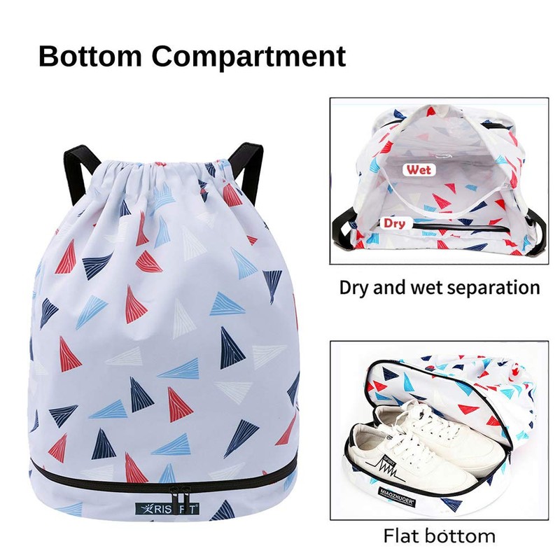Risefit Waterproof Drawstring Backpack, Swimming Travelling Shopping Gym Bag Nylon