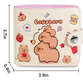 Small Cute Pink Capybara Wallet for Women, Short PU Leather Zipper Cute Coin Purse,Kawaii Animal Print Money Organizer Lightweight Coin Purse,Ideal Accessory & Birthday Gifts