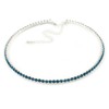 Avalaya Thin Teal Blue Crystal Choker Necklace/Silver Tone/ 36cm L/