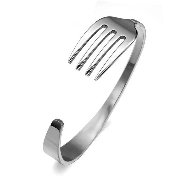 EENSYWEENSY Fork Shaped Bracelet - Simple Opening C-Shaped Cuff Bangle