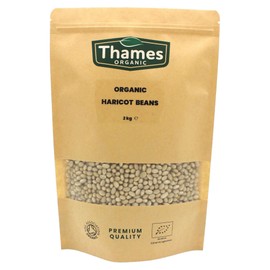 Organic Haricot Beans 500g - High Fibre, High Protein, No Additives, No Preservatives, Raw, Vegan, GMO-Free, Certified Organic - Nutritious and Flavorful - Great for Soups, Salads - Thames Organic