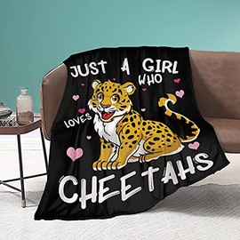 Cheetah Blanket Just Girl Who Loves Cheetah Throw Blankets Kids Flannel Blankets Soft Leopard Throws Cozy Lightweight Decorative Quilts for Bed Sofa Couch 50"x40" Small for Kids