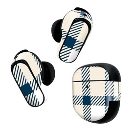 Bose QuietComfort Earbuds II Skin Seal for Bose Earbud 2 Sticker 3 Body 1 Set Protective Film Deco Check Navy White 004261