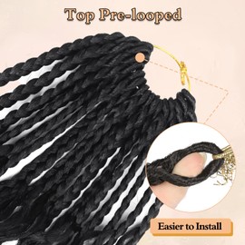Goddess Boho Box Braids Crochet Hair for Black Women 8 Packs, 10 Inch Pre Looped Bob Boho 3X Crochet Braids for Black Women Synthetic Bohemian Braiding Hair Extensions #1