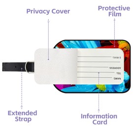 Neidius Luggage Tags for Suitcase 2 Pack Colorful Beautiful Flowers Leather Luggage Tags with Name Tag Privacy Cover,Women Men Airport Cruise Luggage Travel Essentials