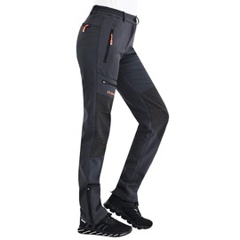 Postropaky Womens Outdoor Snow Ski Pants Waterproof Hiking Insulated Softshell Pants Snowboard Zipper Bottom Leg (313Grey, 12 Tall)