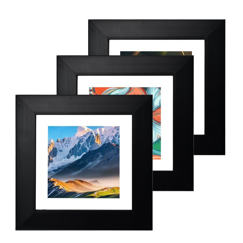 KITERI 4x4 Inch Frame, 3 Pack Black Picture Frame Set