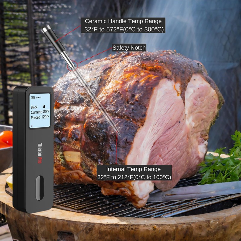 TheronPro Digital Meat Thermometer - True Wireless Meat Thermometer, Smart