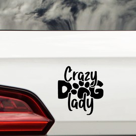 Hatcherabilia Crazy Dog Lady Pet Funny Car Stickers - Cat Stickers - Campervan Decals - Motorhome Stickers - Bumper Stickers - Cute Stickers - Dog Car Stickers and Decals (Black)