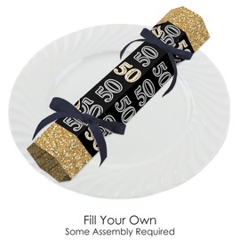 Big Dot of Happiness Adult 50th Birthday - Gold - No Snap Birthday Party Table Favors - DIY Cracker Boxes - Set of 12