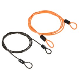 PATIKIL Security Steel Cable 2.5mm x 1m/3.28ft Coated Luggage Lock Wire Rope with Double Loop Black, Orange 2 Pack