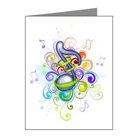 Greeting Card Music Note Colorful Burst