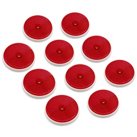 ETUKER Pack of 10 Rear Reflectors, Round Rear Reflectors, Safety Reflectors, Screw On Post Reflectors, Reflectors for Gate Posts for Caravan/Truck/Trailer/Boat/Motorcycle Fence Post (Red)