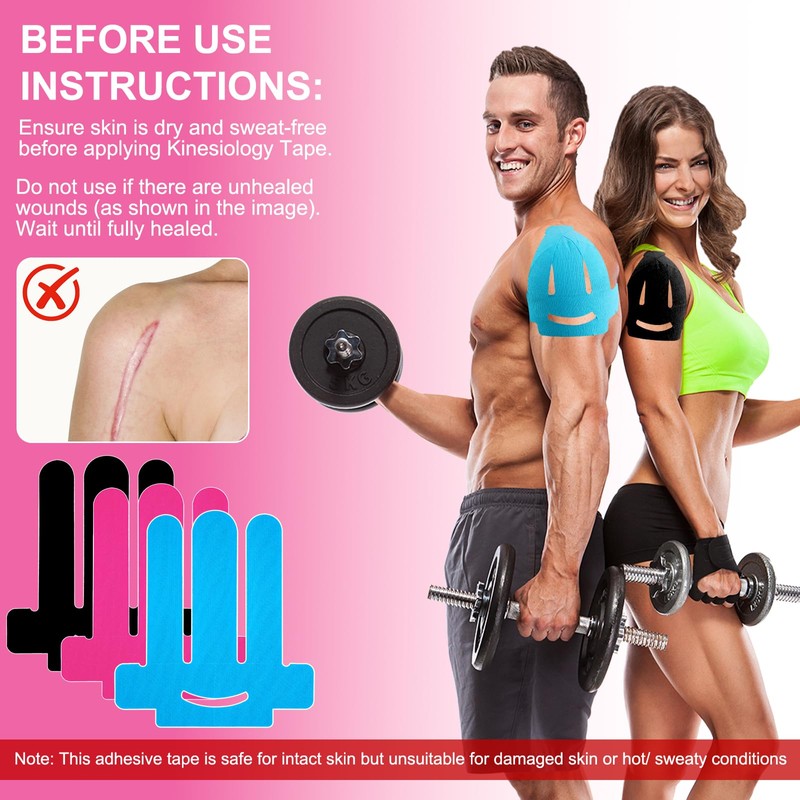 Pack of 12 Kinesiotapes Pre-Cut for Shoulder, Kinesio Tape, Shoulder,