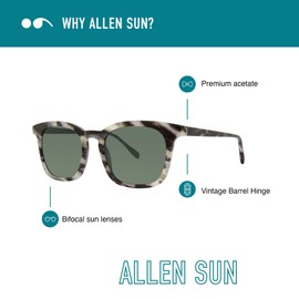 Scojo New York Allen Sun Reading Sunglasses, Handmade Scratch Resistant Readers for Women and Men, Sheer Smoke - 1.50x