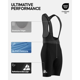 DANISH ENDURANCE Men's Cycling Shorts or Cycling Shorts Cycling Bib Shorts Cycling Shorts with Seat Pad for Men, Black/Black Shorts