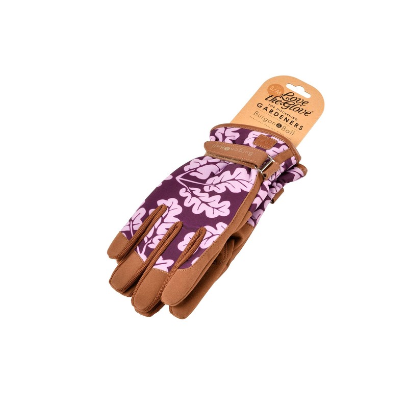 Burgon & Ball Love Oakleaf Plum S/M Gloves, Ladies, Gardening,